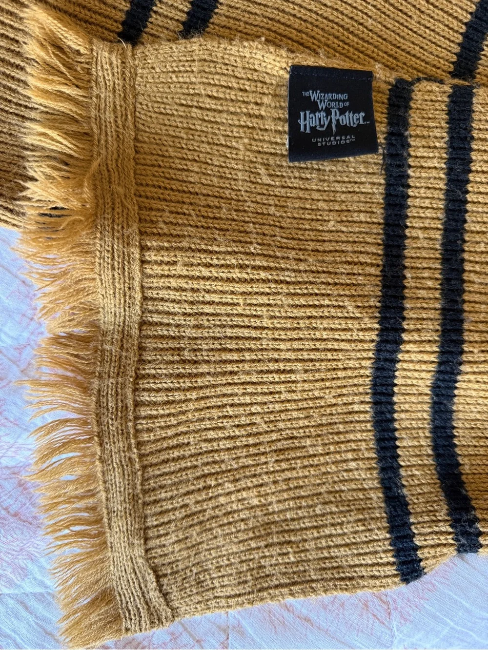 Official Harry Potter Hufflepuff Gold & Black Striped Knit Scarf